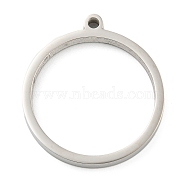 Non-Tarnish 304 Stainless Steel Laser Cut Pendants, Ring Charm, Stainless Steel Color, 27.5x25x3mm, Hole: 2mm(STAS-U009-06C-01)