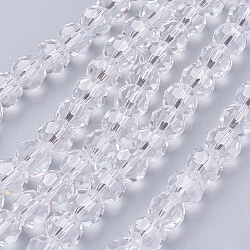 Glass Beads Strands, Faceted(32 Facets), Round, Clear, 8mm, Hole: 1.5mm, about 66~67pcs/strand, 15.12 inch~15.35 inch(38.4~39cm)(EGLA-J042-8mm-12)