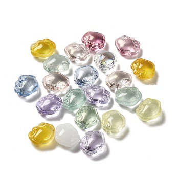Transparent Glass Beads, Lock, Mixed Color, 14x16x7mm, Hole: 1.2mm