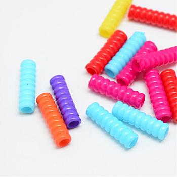 Opaque Acrylic Beads, Tube, Mixed Color, 24x7mm, Hole: 4.5mm, about 922pcs/500g