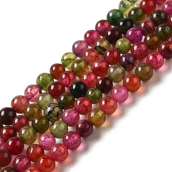 Dyed Natural Agate Beads Strands, Round, 4mm, Hole: 0.5mm, about 95pcs/strand, 14.9 inch