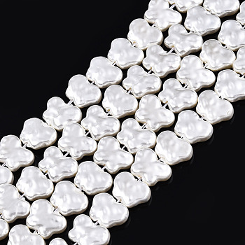 ABS Plastic Imitation Pearl Beads Strands, Butterfly, Creamy White, 9~10x12~12.5x3.5~4mm, Hole: 0.9mm, about 45pcs/strand, 16.14 inch(41cm)