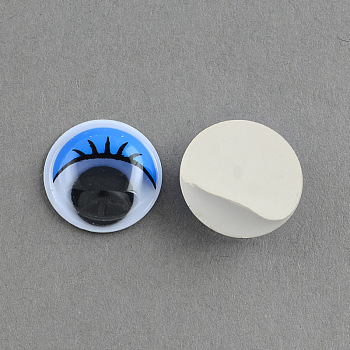 Plastic Wiggle Googly Eyes Buttons DIY Scrapbooking Crafts Toy Accessories with Label Paster on Back, Sky Blue, 8x2.5~3.5mm