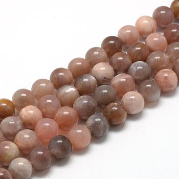Natural Sunstone Beads Strands, Round, 4mm, Hole: 1mm, about 84~90pcs/strand, 15.1 inch