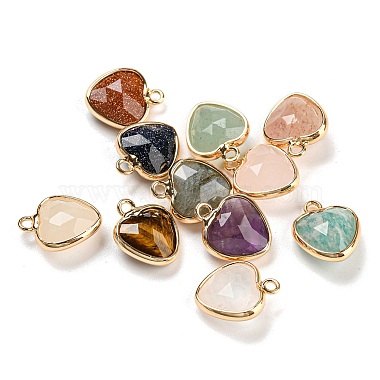 Golden Heart Mixed Stone Charms