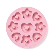 Food Grade DIY Silicone Molds, Fondant Molds, Baking Molds, Chocolate, Candy, Biscuits, UV Resin & Epoxy Resin Jewelry Making, Heart with Heart, Pink, 204x20mm(X-DIY-E031-05)