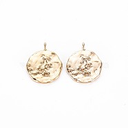 Brass Pendants, Nickel Free, Flat Round with Dinosaur, Real 18K Gold Plated, 16.5x13x2mm, Hole: 1.6mm(KK-S356-718)