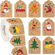 Christmas Theme Cartoon Paper Stickers, Self-adhesive Decorative Stickers Decals, BurlyWood, 60x40mm, 500pcs/roll(STIC-P013-07A)