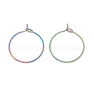 Rainbow Color Ion Plating(IP) 316 Surgical Stainless Steel Hoop Earrings Findings, Wine Glass Charms Rings, 29x25mm, Pin: 0.6mm(STAS-D183-02M-01)