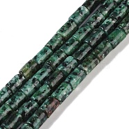 Natural Sesame Jasper Beads Strands, Dyed, Column, Dark Green, 7.5~8.5x5~6mm, Hole: 1mm, about 45~46pcs/strand, 14.69~15.04 inch(37.3~38.2cm)(G-C128-A11-01)