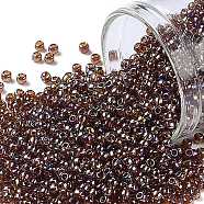 TOHO Round Seed Beads, Japanese Seed Beads, (177) Transparent AB Smoky Topaz, 11/0, 2.2mm, Hole: 0.8mm, about 5555pcs/50g(SEED-XTR11-0177)