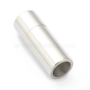 304 Stainless Steel Magnetic Clasps with Glue-in Ends, Column, Stainless Steel Color, 19mm, Hole: 5mm(STAS-B017-04P)