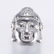 304 Stainless Steel Beads, Buddha, Stainless Steel Color, 14x11x6mm, Hole: 2.5mm(STAS-I072-037P)