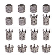 Brass Micro Pave Clear Cubic Zirconia Beads, Miexd Shapes, Platinum, 16pcs/box(ZIRC-SZ0001-07P)