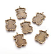 Tibetan Style Bear Pendants, Lead Free, Antique Bronze Color, Size: about 38mm long, 26mm wide, 4mm thick, hole: 3mm(TIBEP-A100695-AB-LF)