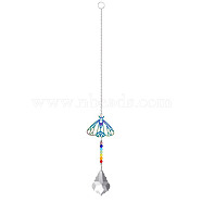 Metal Animal Hanging Ornaments, Teardrop & Rainbow Color Glass Suncatchers for Home Outdoor Decoration, Insects, 365x65mm(PW-WG55138-04)