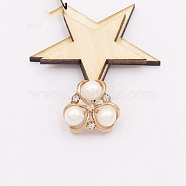 Alloy Decorate, with ABS Beads & Rhinestone, Garment Accessories, Cadmium Free & Lead Free, Flower, Light Gold, White, 20x20mm(PALLOY-TAC0011-57G-RS)