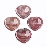Natural Strawberry Quartz Thumb Worry Stone, Pocket Palm Stones, for Healing Reiki Stress Relief, Heart Shape, 39~40x39~40x5~6mm(G-N0325-01Z)