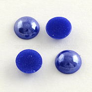 Pearlized Plated Opaque Glass Cabochons, Half Round/Dome, Blue, 7.5~8x3~4mm(PORC-S801-8mm-21)
