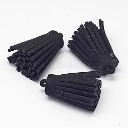 Faux Suede Cord Tassel Pendant Decorations, Black, 30x12mm, Hole: 3mm(FIND-P015-17)