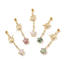 304 Stainless Steel Crylstal Rhinestone Toggle Clasps, Gems Strar Charms OT Clasps with Non-magnetic Synthetic Hematite Beads, Golden, 62mm, Hole: 1.6mm(PALLOY-JF01614)