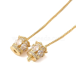 Brass Pave Clear Cubic Zirconia Pendant Necklaces for Women, Real 18K Gold Plated, Column, 18.50 inch(47cm)(NJEW-S429-04G-03)