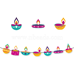 Diwali Theme Paper Flag Banners, for Party Decoration, Mixed Color, 69~150x4.5~137x0.3~2mm(DIY-NH0011-01B)