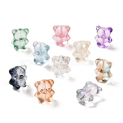 Transparent Glass Beads, Bear, Mixed Color, 14x12x9mm, Hole: 1.2mm(X-LAMP-C005-01)