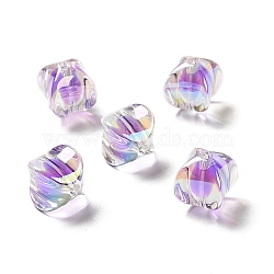 Two Tone UV Plating Rainbow Iridescent Acrylic Beads, Rectangle, Dark Orchid, 15~15.5x14x14mm, Hole: 2.7mm(TACR-D010-04B)