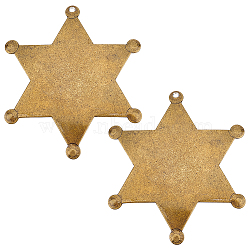 2Pcs Blank Star Iron Brooch Findings, Brooch Base Settings, Antique Bronze, 67x58.5x1mm, Hole: 1.8mm(IFIN-BC0001-23)