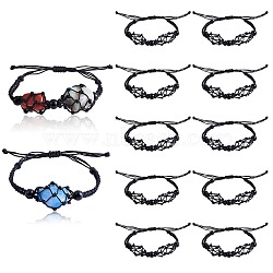 Adjustable Braided Nylon Cord Macrame Pouch Bracelet Making, with Glass Beads, Black, Inner Diameter: 1-7/8~3-1/4 inch(4.7~8.4cm), 2 styles, 6pcs/style, 12pcs/set(AJEW-SW00013-22)