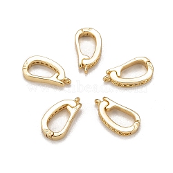 Brass Micro Pave Cubic Zirconia Fold Over Clasps, Lead Free & Cadmium Free, Clear, Golden, 7x14mm, Hole: 1mm(ZIRC-F083-116G-RS)