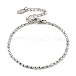 201 Stainless Steel Rugby Beaded Chain Bracelets, Stainless Steel Color, 6-3/8 inch(16.3cm), Wide: 2mm(BJEW-G696-01A-P)