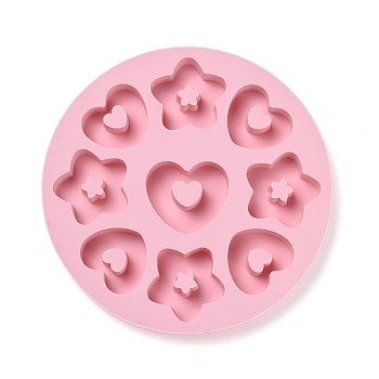 Food Grade DIY Silicone Molds, Fondant Molds, Baking Molds, Chocolate, Candy, Biscuits, UV Resin & Epoxy Resin Jewelry Making, Heart with Heart, Pink, 204x20mm
