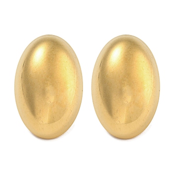 304 Stainless Steel Oval Stud Earrings for Women, Golden, 26x17mm