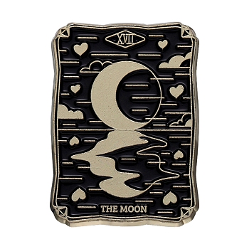 Tarot Card Enamel Pins, Alloy Brooch, Gothic Style Jewelry Gift, Moon, 30x21mm