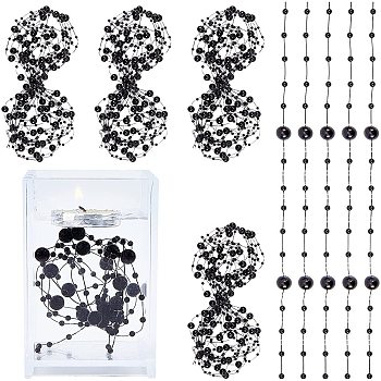 Plastic Bead Garland Strand, Great for Door Curtain and Wedding Decoration DIY Material, Round, Black, 0.2mm