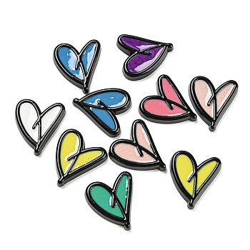 Opaque Resin Cabochons, Heart, Mixed Color, 18x16x3mm