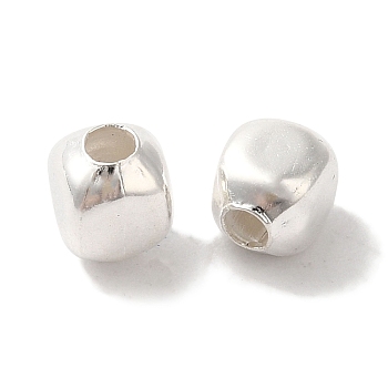 Brass Beads, Lead Free & Cadmium Free, Square, 925 Sterling Silver Plated, 4x3x4mm, Hole: 1.2mm