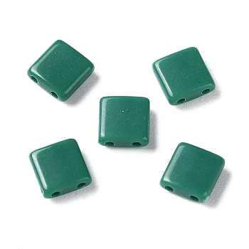 Opaque Acrylic Slide Charms, Square, Medium Sea Green, 5.2x5.2x2mm, Hole: 0.8mm