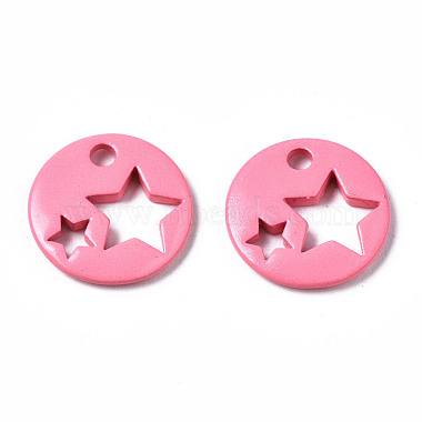 Hot Pink Flat Round Brass Charms