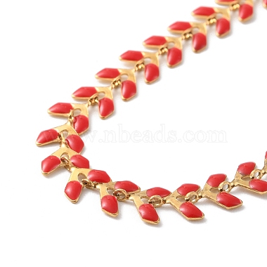 Enamel Ear of Wheat Link Chains Bracelet(BJEW-P271-02G-05)-2