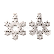 316L Surgical Stainless Steel Pendants, Laser Cut, Star Charms, Stainless Steel Color, 17x13x1mm, Hole: 1.2mm(STAS-F297-02P)