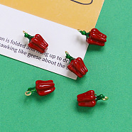 Alloy Enamel Pendants, Golden, Bell Pepper Charm, Dark Red, 18x10mm(X-INS-PW0002-09C)