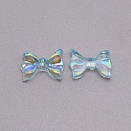 Bowknot Resin Cabochons, Nail Art Decoration Accessories, Rainbow Plated, Sky Blue, 7x10x3mm(MRMJ-WH0074-32C)