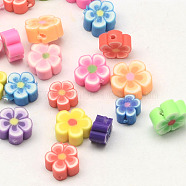 Handmade Polymer Clay Flower Plum Blossom Beads, Mixed Color, 12x4mm, Hole: 2mm(X-CLAY-Q213-12mm-M)