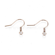 304 Stainless Steel Earring Hooks, Ear Wire, with Horizontal Loop, Cadmium Free & Nickel Free & Lead Free, Rose Gold, 17~19x19mm, Hole: 2mm, 21 Gauge, Pin: 0.7mm(STAS-S111-002RG-NR)