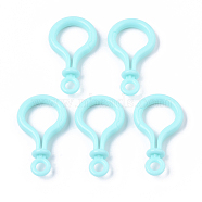 Opaque Solid Color Bulb Shaped Plastic Push Gate Snap Keychain Clasp Findings, Cyan, 57.5x32x12mm, Hole: 6mm(KY-T021-01E)