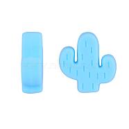 20Pcs Cactus Food Grade Eco-Friendly Silicone Focal Beads, Chewing Beads For Teethers, DIY Nursing Necklaces Making, Sky Blue, 29x23x8mm, Hole: 2mm(JX906F)