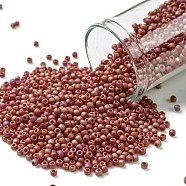 TOHO Round Seed Beads, Japanese Seed Beads, (768) Opaque Red Rainbow Matte, 11/0, 2.2mm, Hole: 0.8mm, about 1110pcs/10g(X-SEED-TR11-0768)